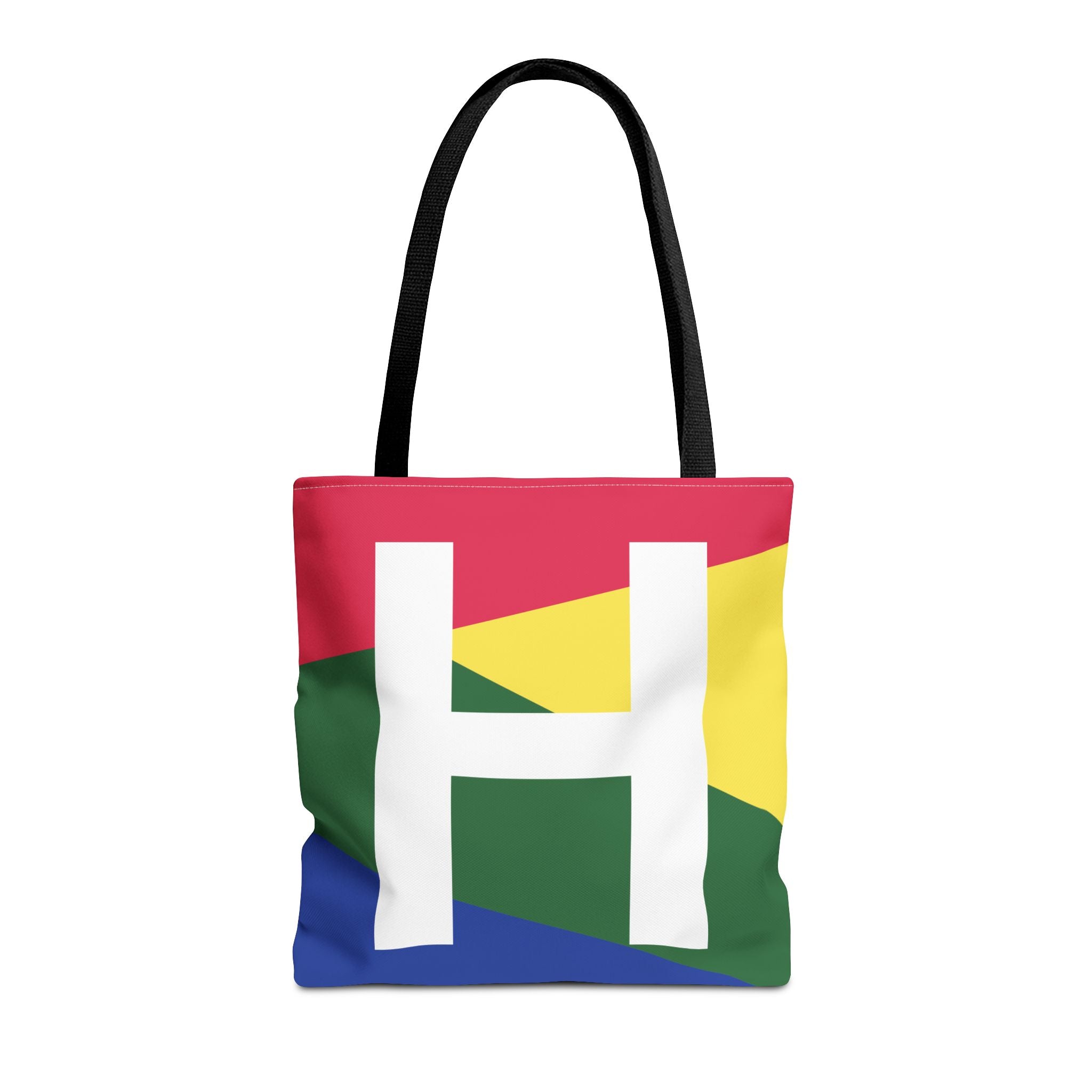 Monogram 'H' Colorblock Tote Bag — Personalized Initial H Shoulder Tote