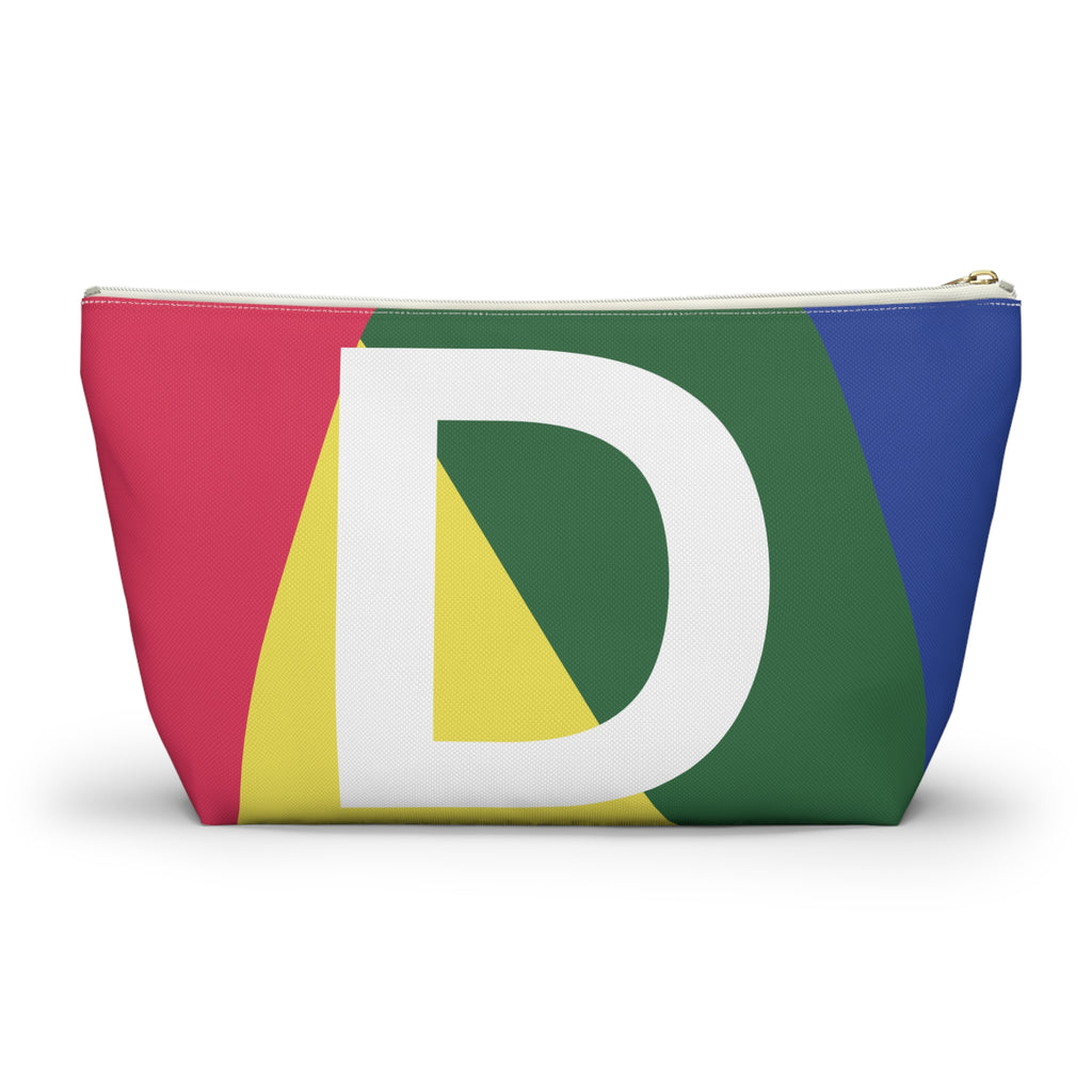 Initials Colorblock Accessory Pouch — Monogram D T-Bottom Cosmetic Bag
