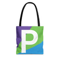 Monogram 'P' Colorblock Tote Bag — Personalized Initial P Shoulder Tote
