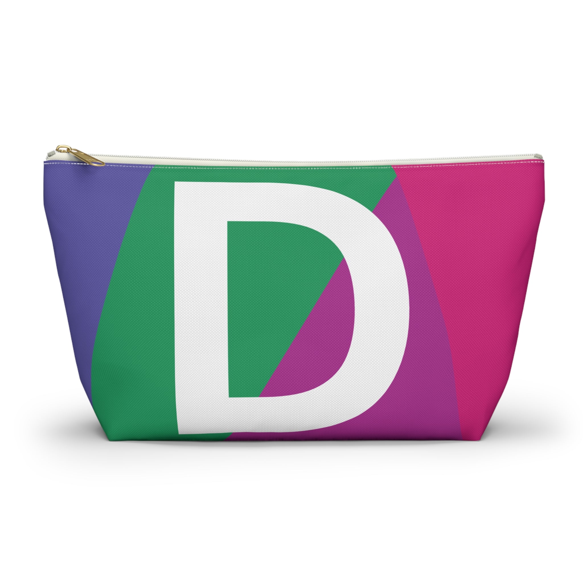 Initials Colorblock Accessory Pouch — Monogram D T-Bottom Cosmetic Bag