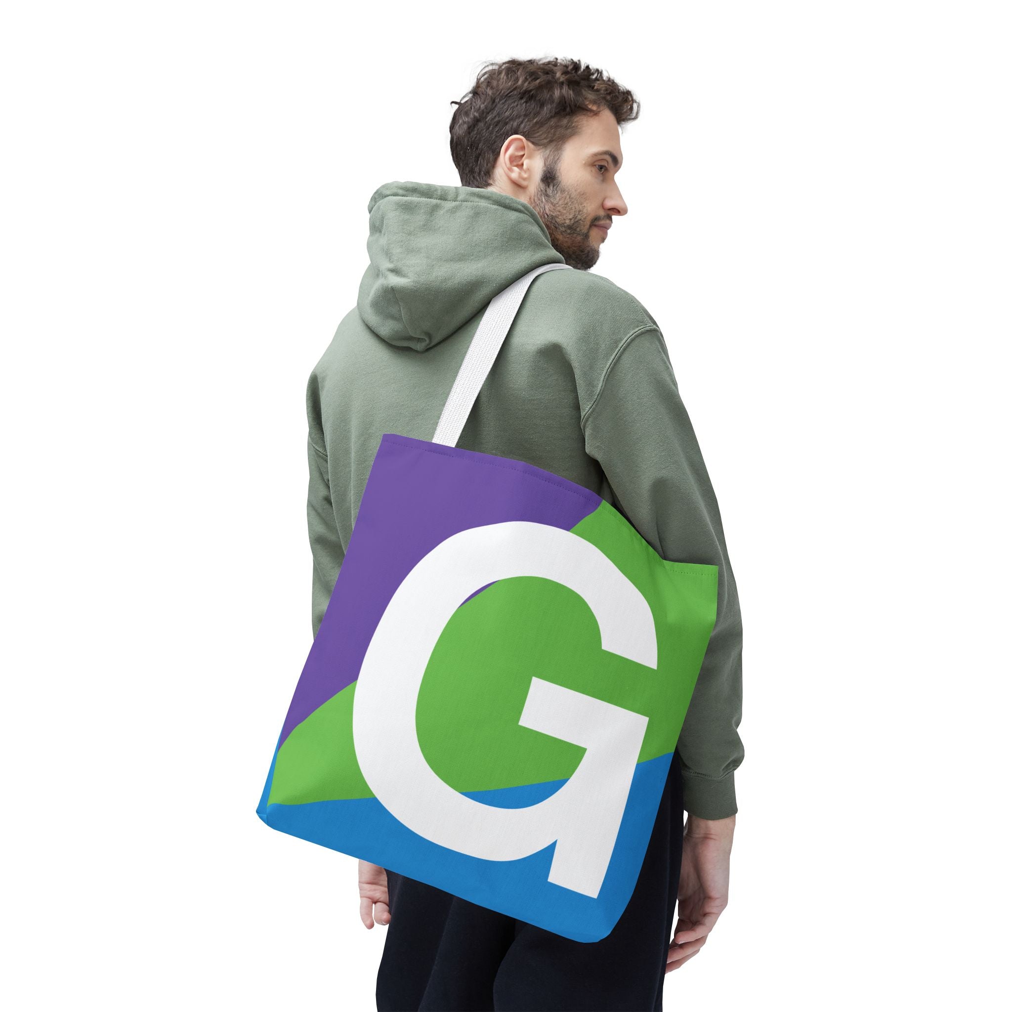 Monogram 'G' Colorblock Tote Bag — Personalized Initial G Shoulder Tote