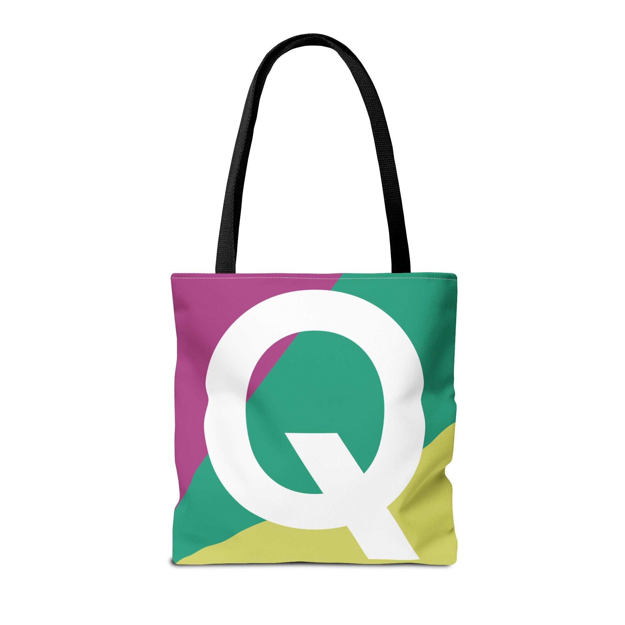 Monogram 'Q' Colorblock Tote Bag — Personalized Initial Q Shoulder Tote