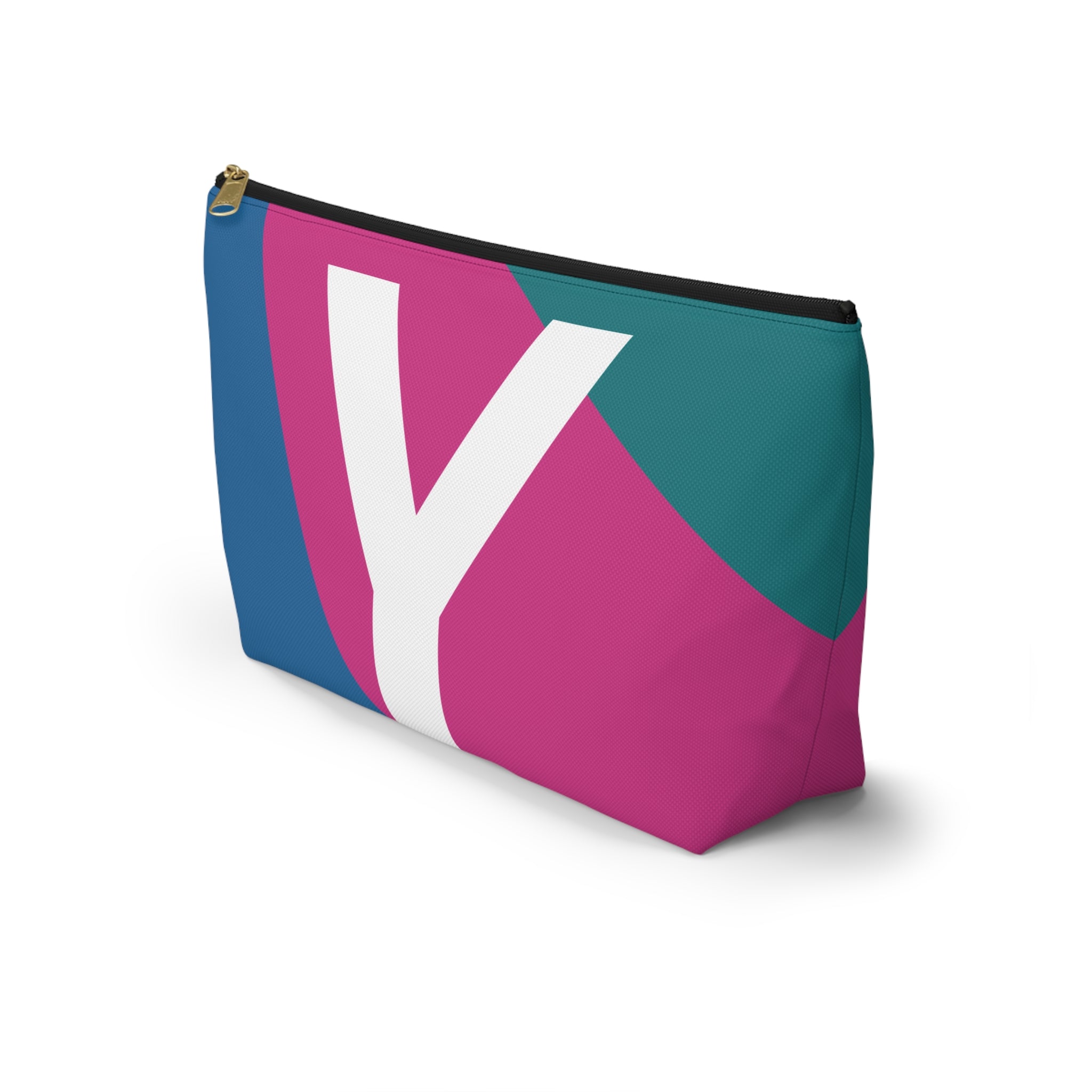 Initials Colorblock Accessory Pouch — Monogram Y T-Bottom Cosmetic Bag