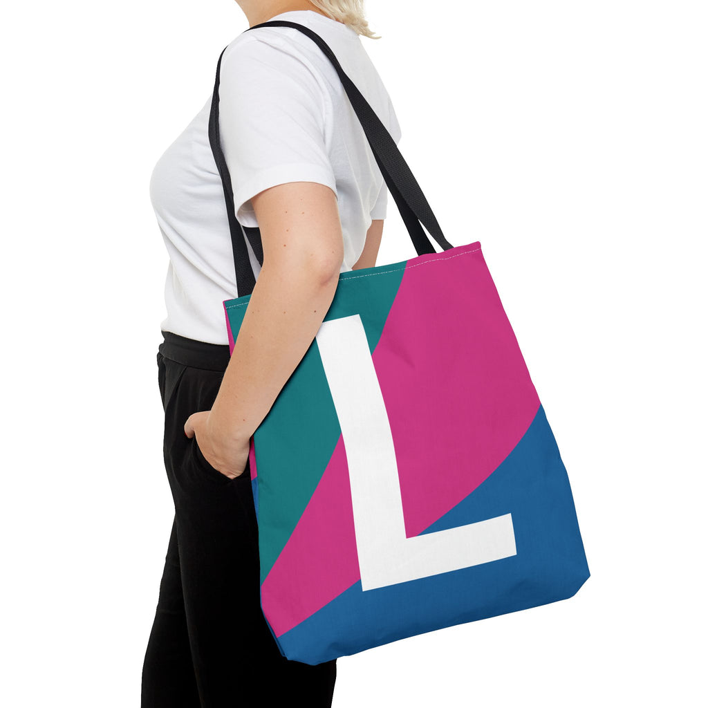 Monogram 'L' Colorblock Tote Bag — Personalized Initial L Shoulder Tote