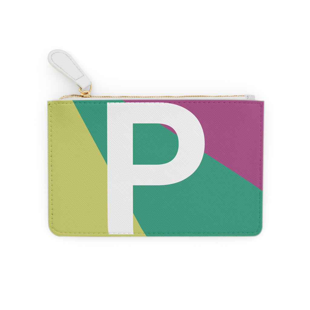 Initial P Mini Clutch — Colorblock Monogram Wristlet Wallet