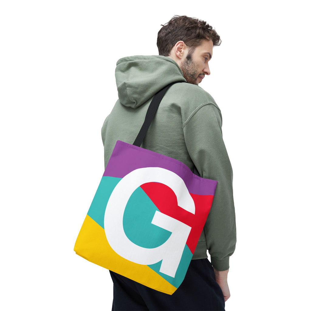Monogram 'G' Colorblock Tote Bag — Personalized Initial G Shoulder Tote