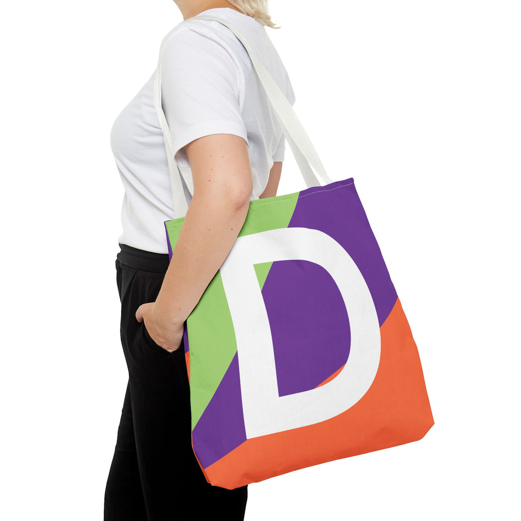 Monogram 'D' Colorblock Tote Bag — Personalized Initial D Shoulder Tote