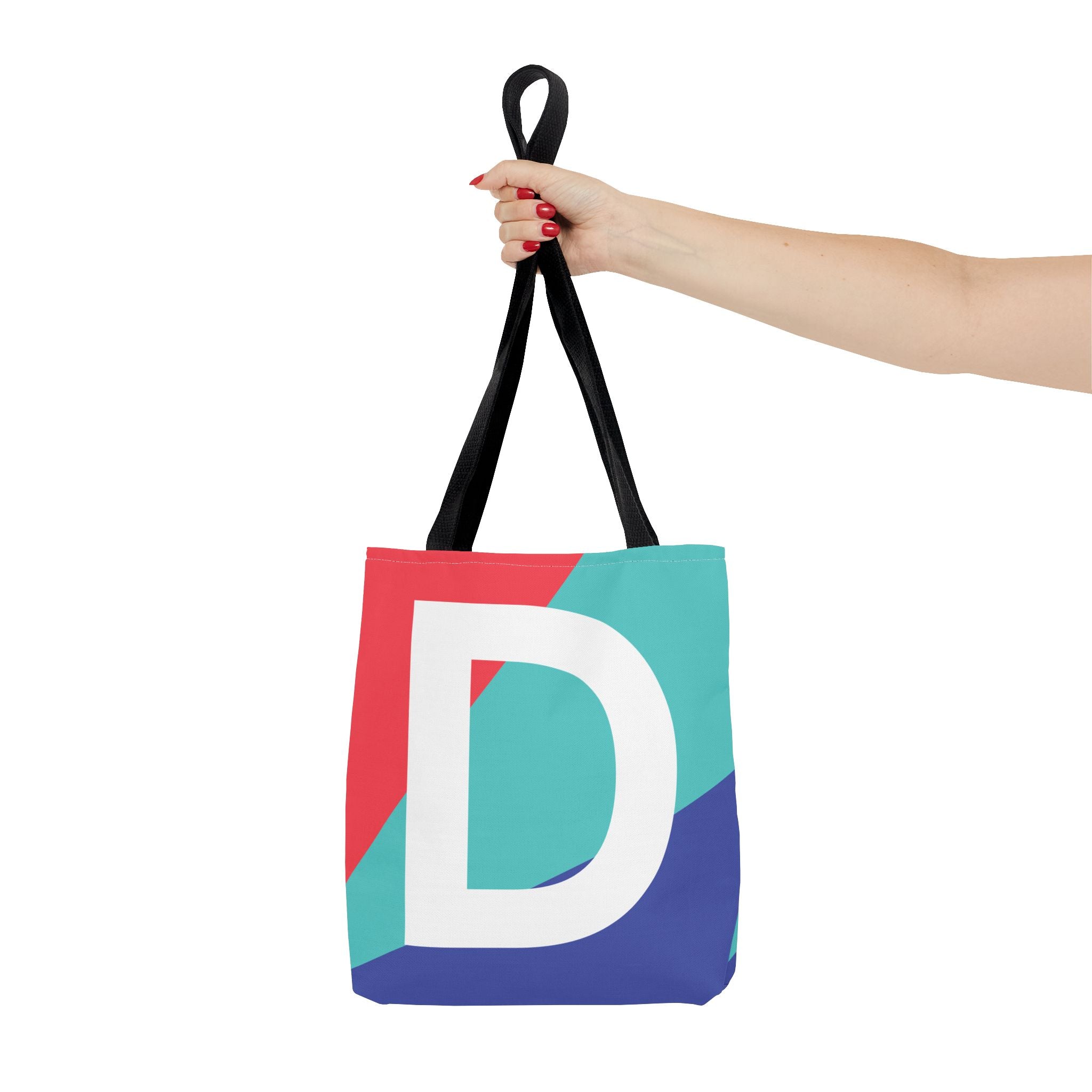 Monogram 'D' Colorblock Tote Bag — Personalized Initial D Shoulder Tote