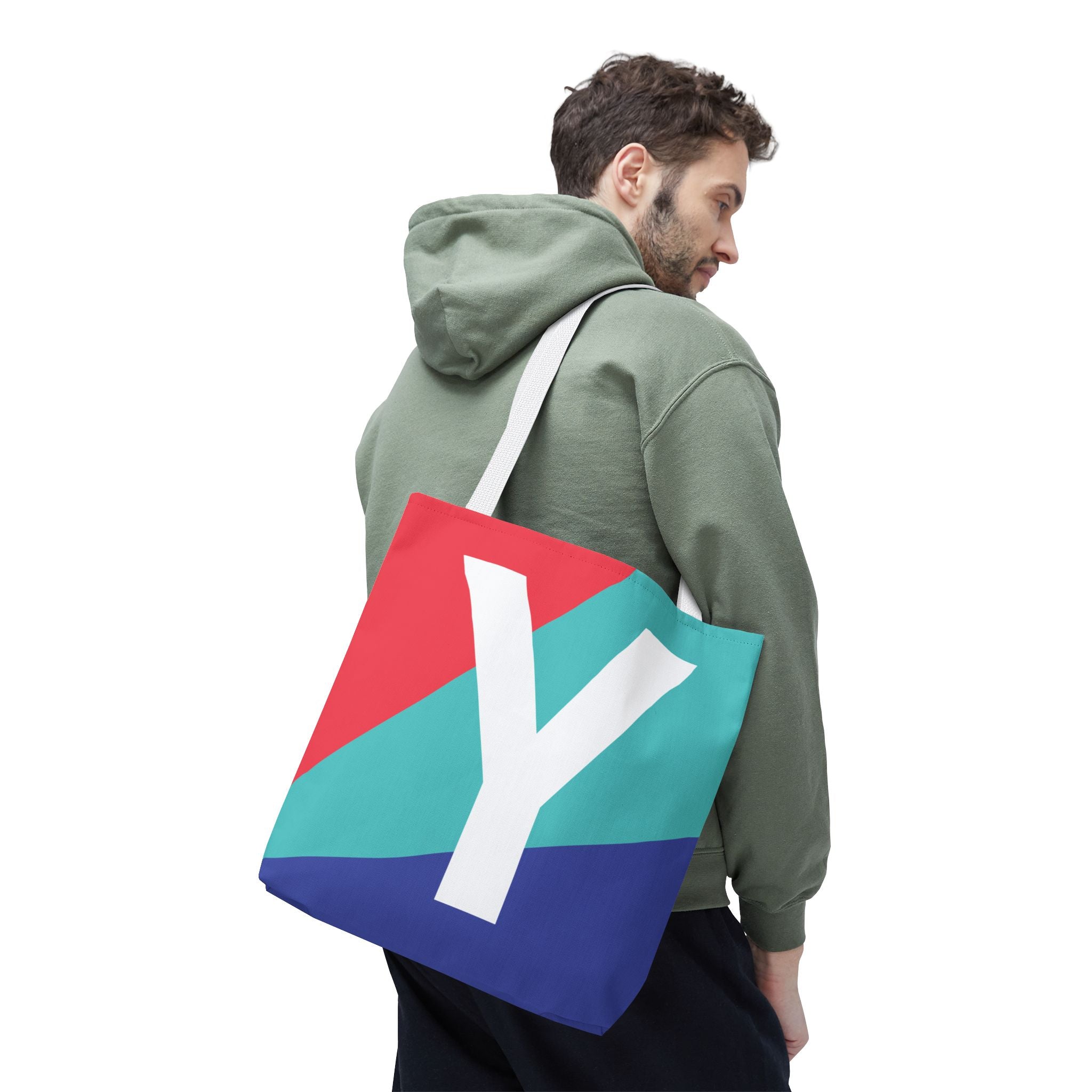 Monogram 'Y' Colorblock Tote Bag — Personalized Initial Y Shoulder Tote