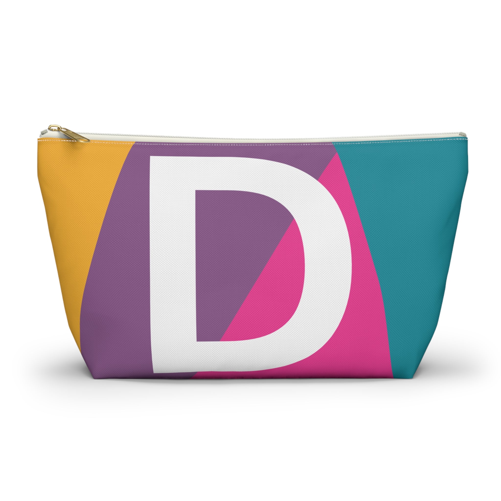 Initials Colorblock Accessory Pouch — Monogram D T-Bottom Cosmetic Bag