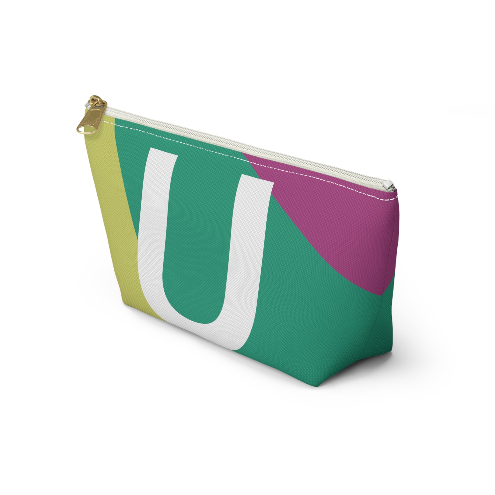 Initials Colorblock Accessory Pouch — Monogram U T-Bottom Cosmetic Bag