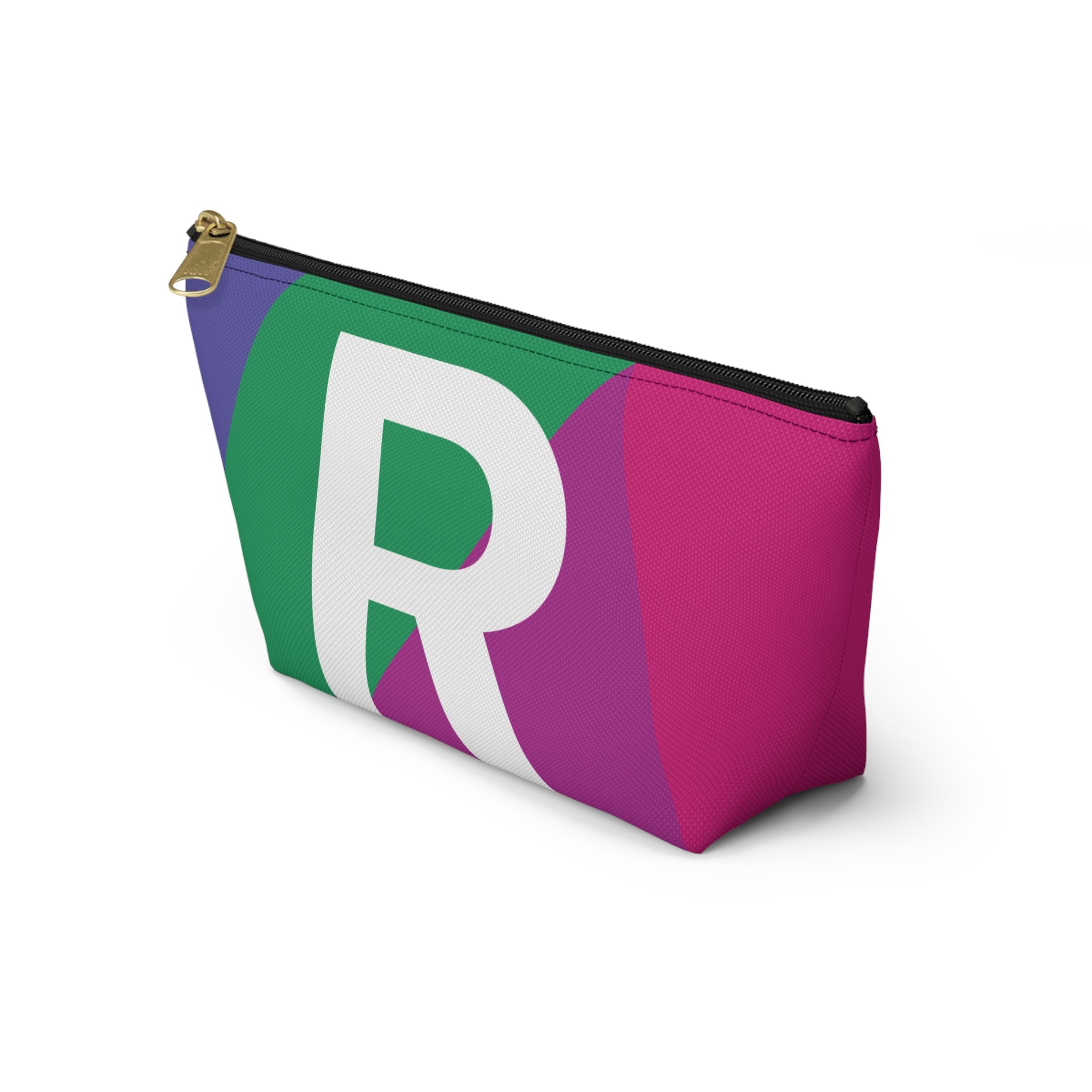 Initials Colorblock Accessory Pouch — Monogram R T-Bottom Cosmetic Bag
