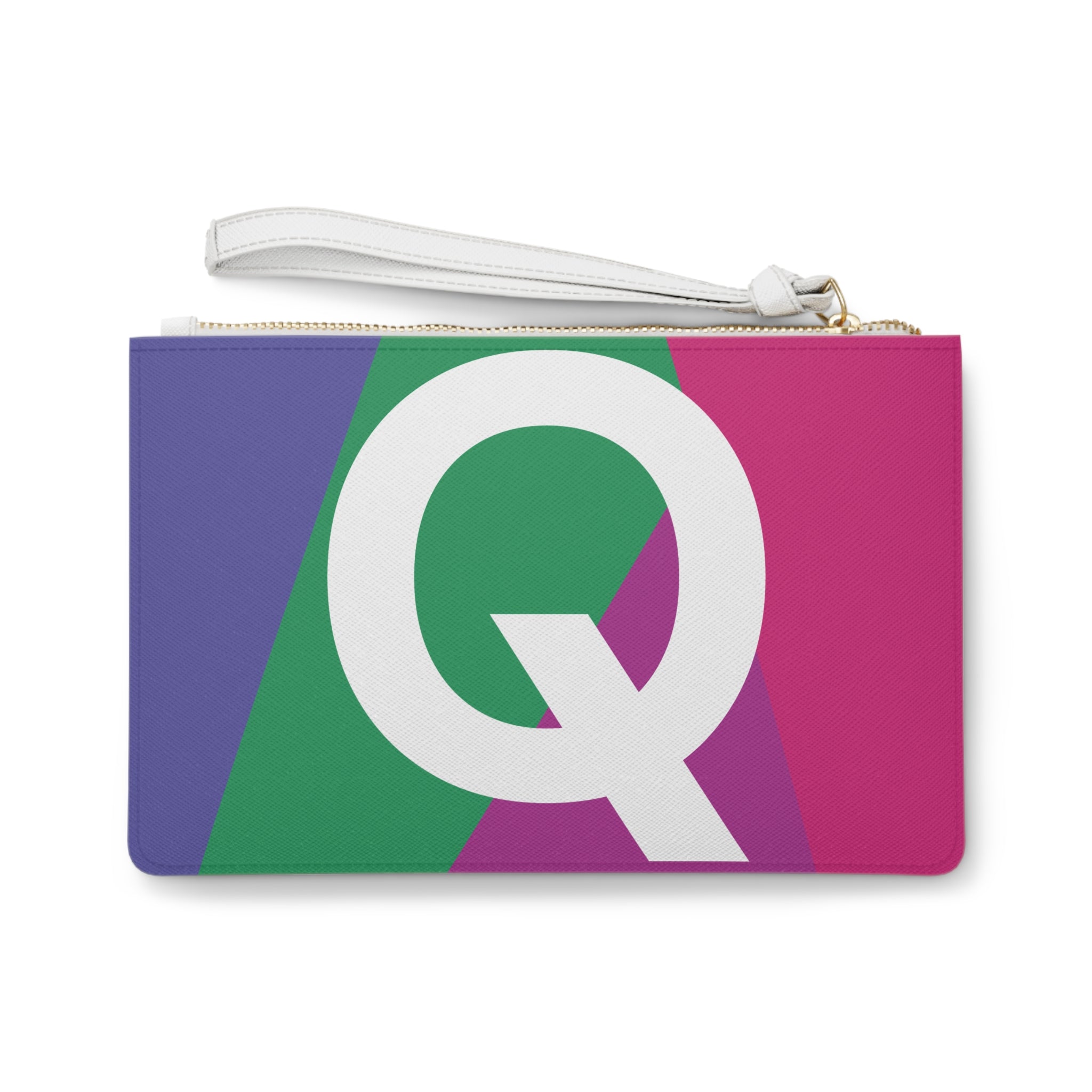 Monogram 'Q' Colorblock Clutch Bag — Bold Geometric Wristlet for Everyday & Gifts