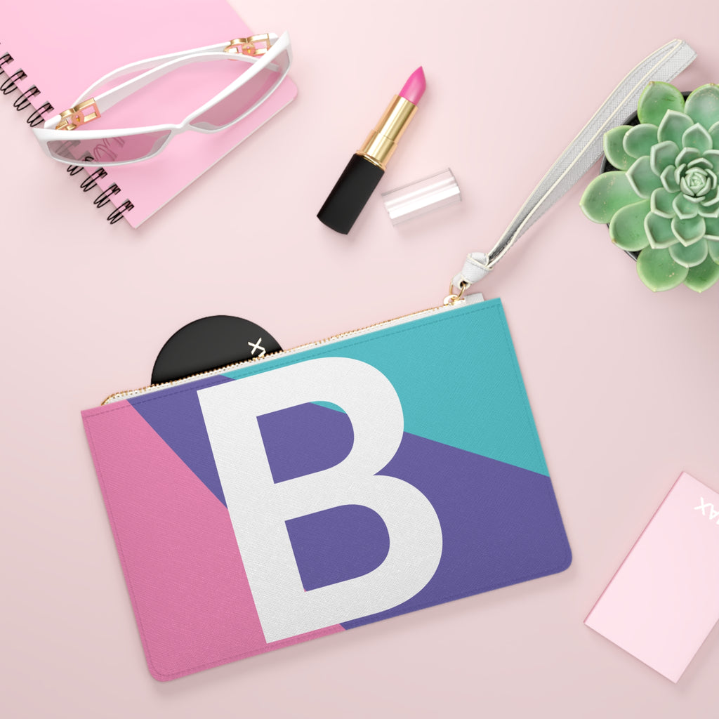 Monogram 'B' Colorblock Clutch Bag — Bold Geometric Wristlet for Everyday & Gifts