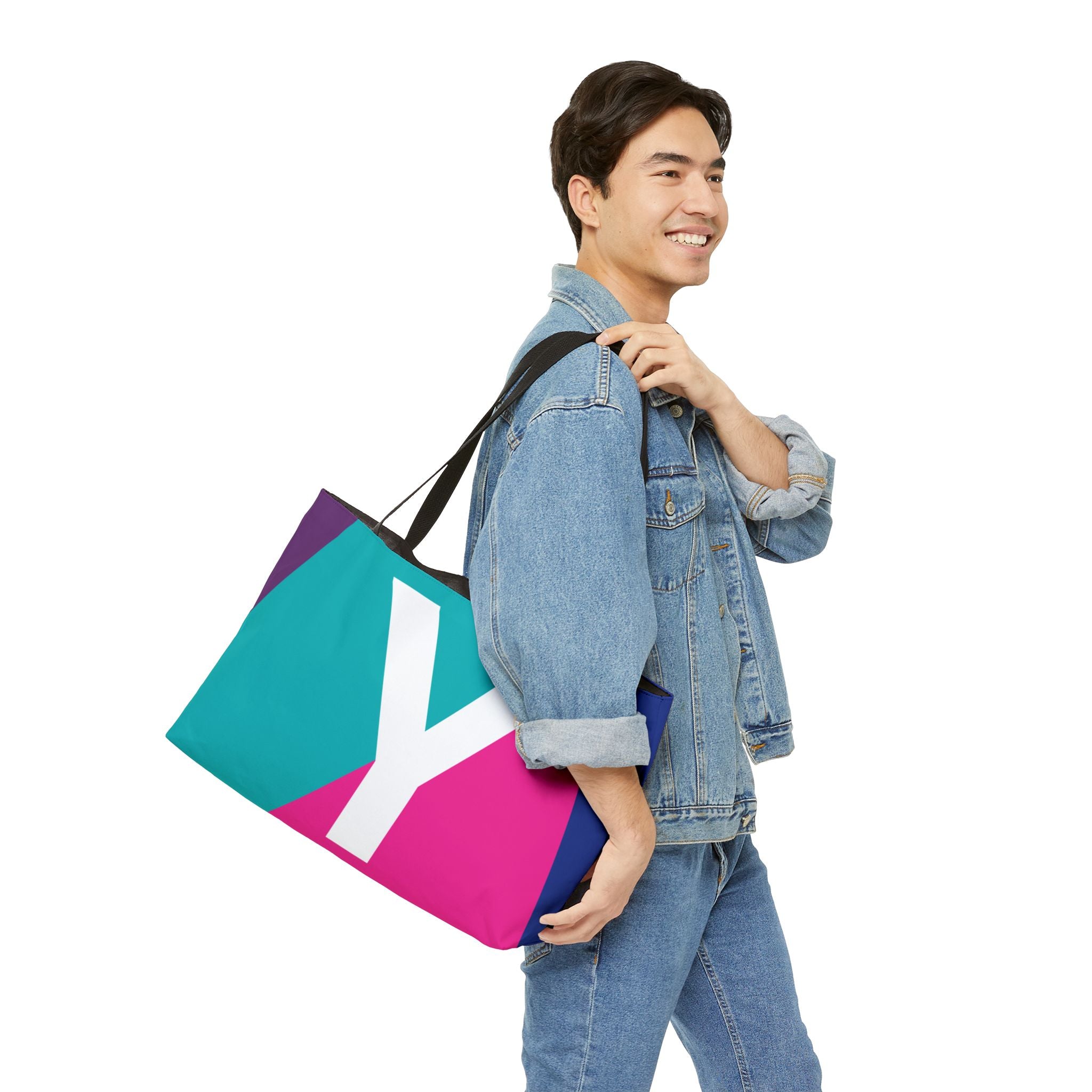 Personalized 'Y' Colorblock Tote Bag — Monogram Weekender Tote