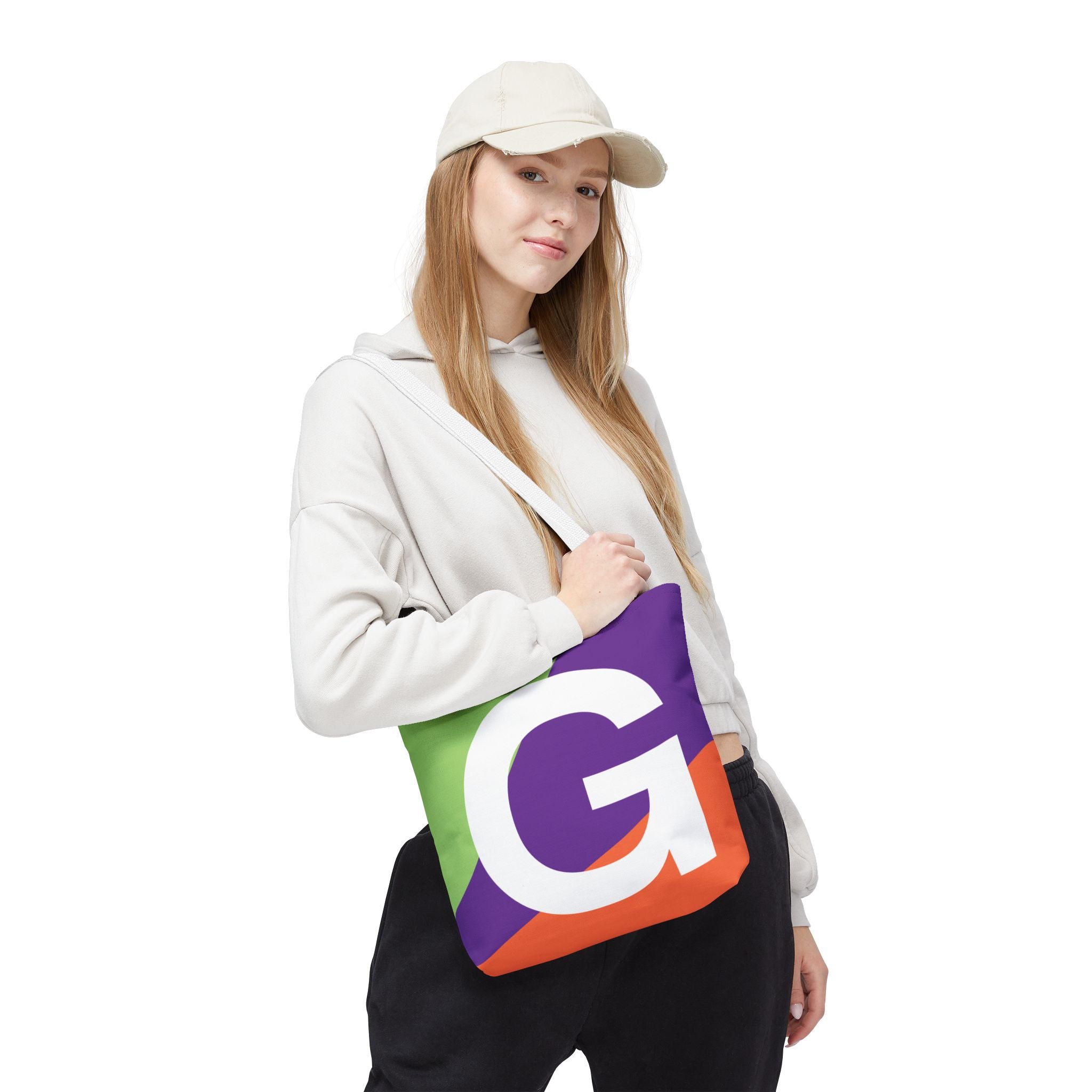 Monogram 'G' Colorblock Tote Bag — Personalized Initial G Shoulder Tote