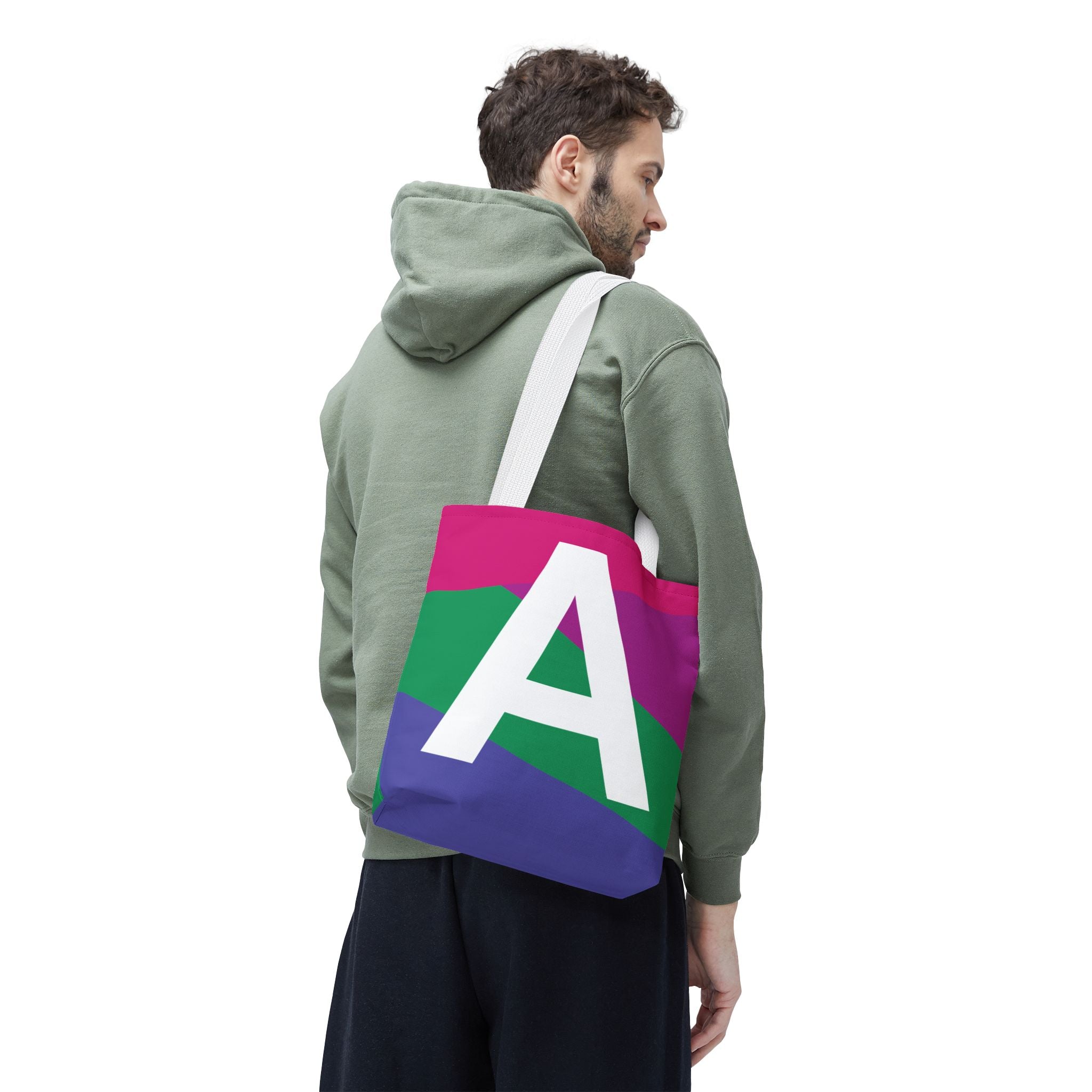 Monogram 'A' Colorblock Tote Bag — Personalized Initial A Shoulder Tote