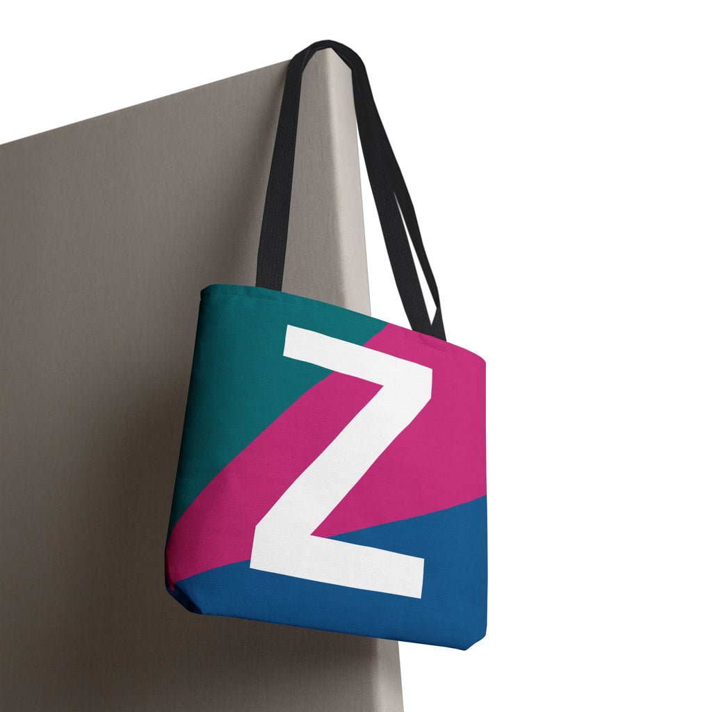 Monogram 'Z' Colorblock Tote Bag — Personalized Initial Z Shoulder Tote