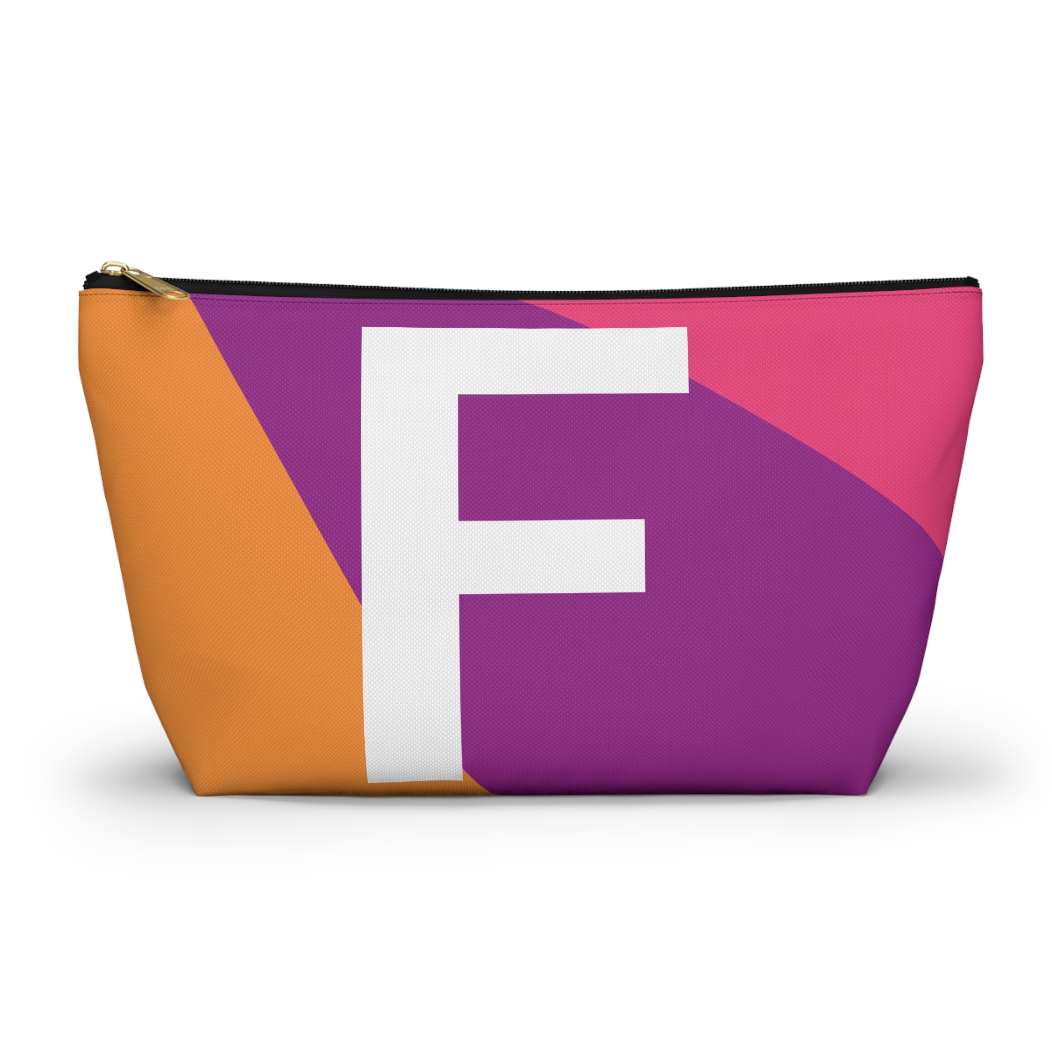 Initials Colorblock Accessory Pouch — Monogram F T-Bottom Cosmetic Bag