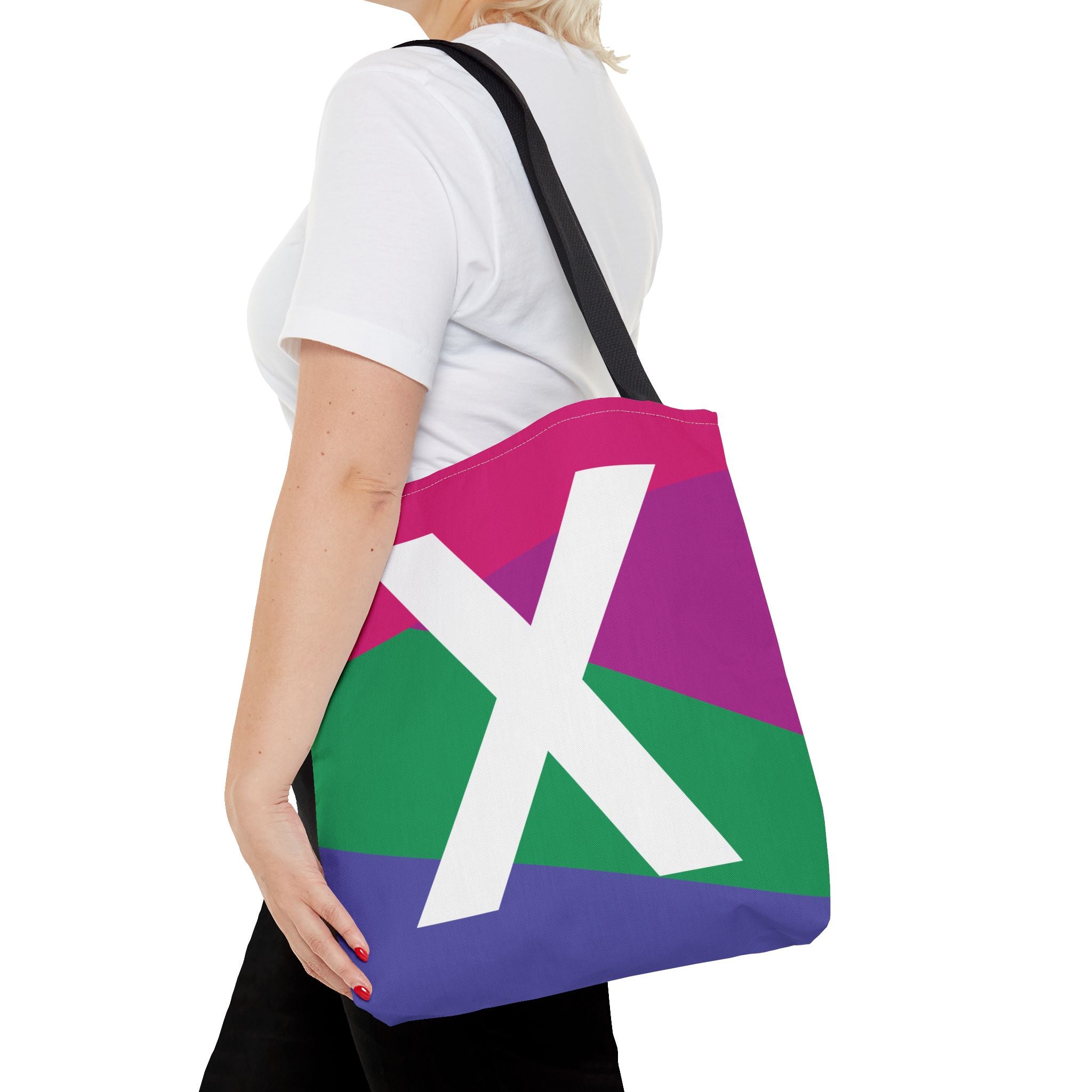 Monogram 'X' Colorblock Tote Bag — Personalized Initial X Shoulder Tote