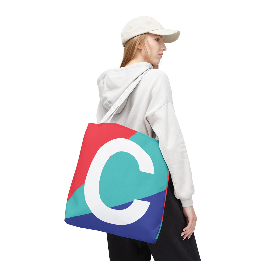 Monogram 'C' Colorblock Tote Bag — Personalized Initial C Shoulder Tote