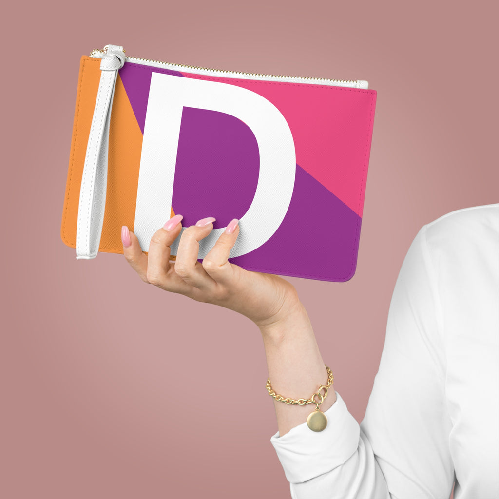 Monogram 'D' Colorblock Clutch Bag — Bold Geometric Wristlet for Everyday & Gifts