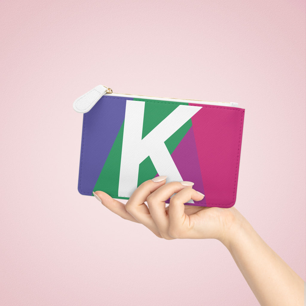 Initial K Mini Clutch — Colorblock Monogram Wristlet Wallet