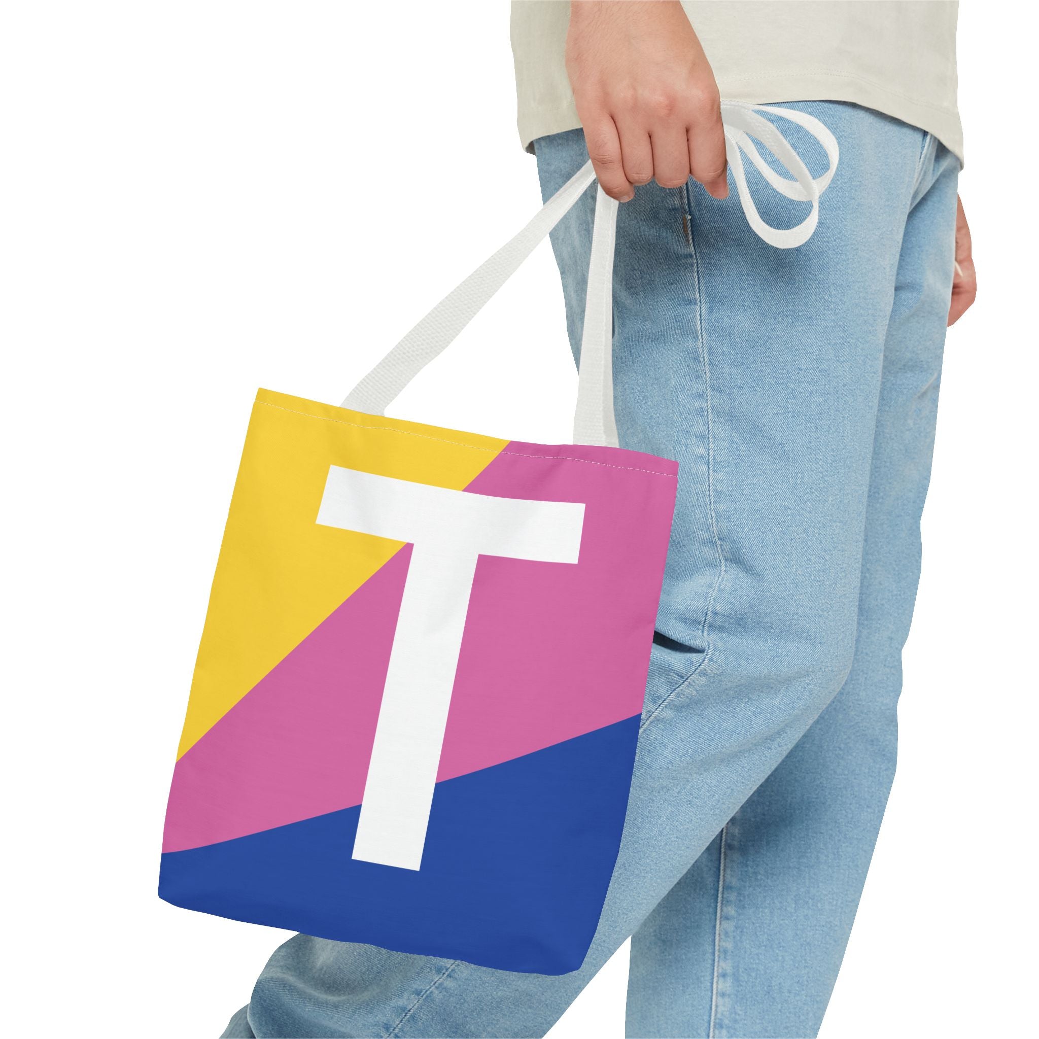 Monogram 'T' Colorblock Tote Bag — Personalized Initial T Shoulder Tote