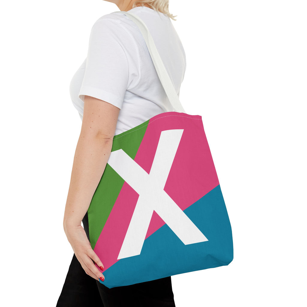 Monogram 'X' Colorblock Tote Bag — Personalized Initial X Shoulder Tote
