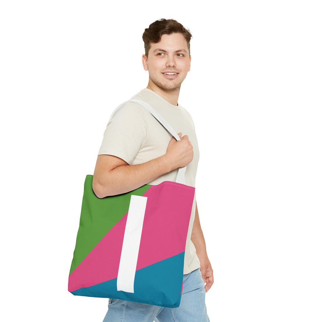 Monogram 'I' Colorblock Tote Bag — Personalized Initial I Shoulder Tote
