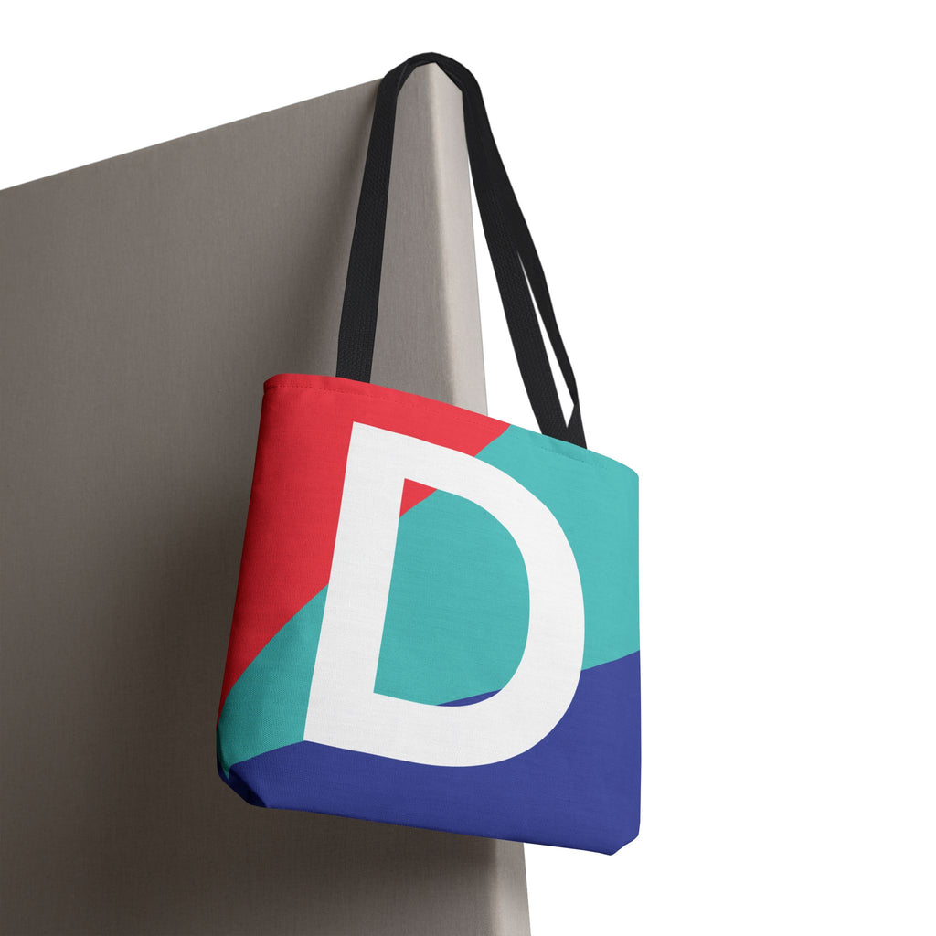 Monogram 'D' Colorblock Tote Bag — Personalized Initial D Shoulder Tote