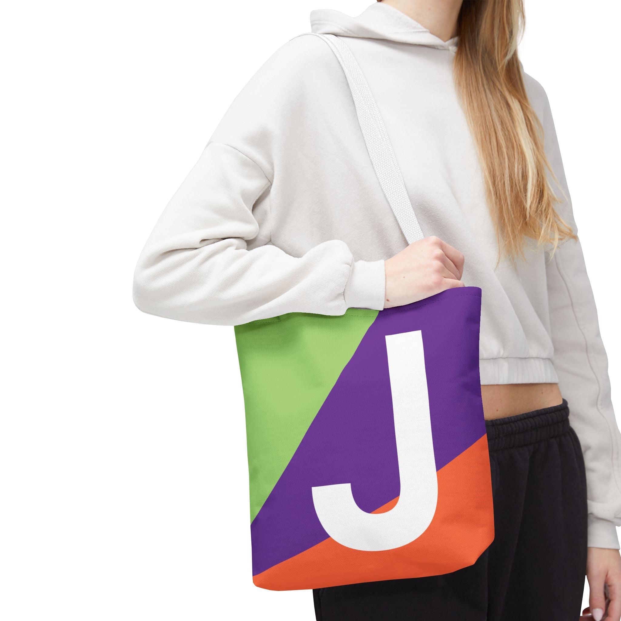 Monogram 'J' Colorblock Tote Bag — Personalized Initial J Shoulder Tote