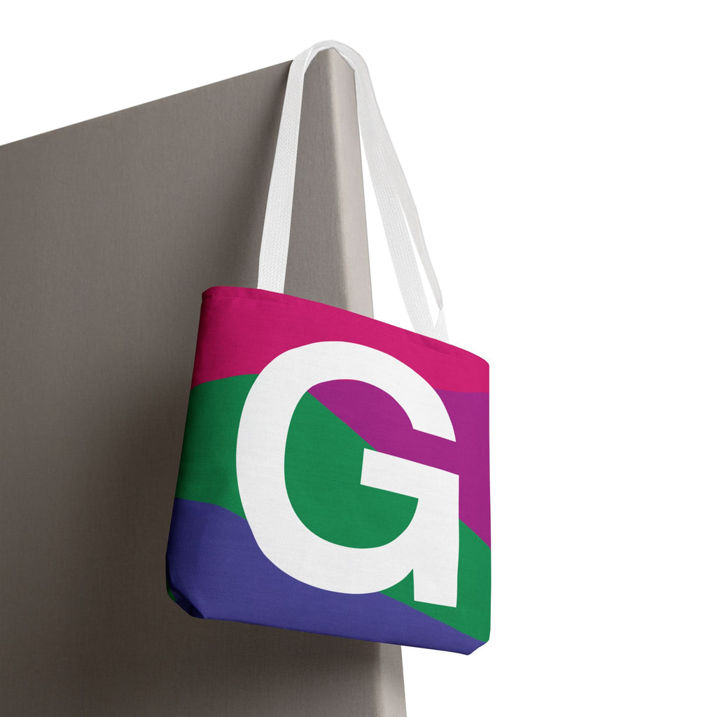Monogram 'G' Colorblock Tote Bag — Personalized Initial G Shoulder Tote
