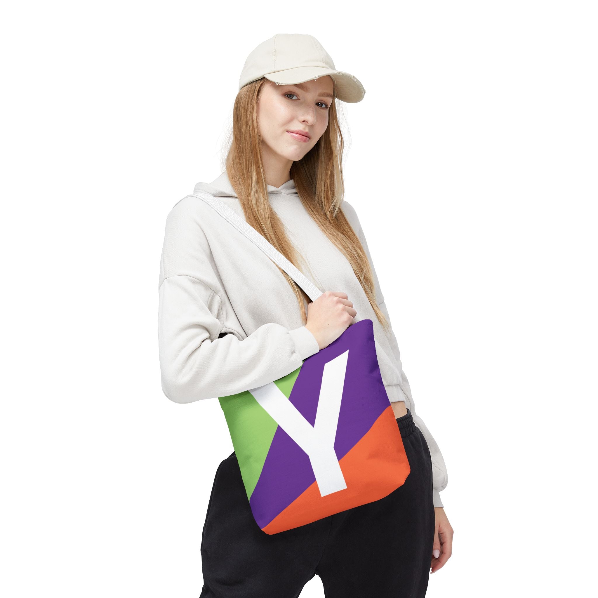 Monogram 'Y' Colorblock Tote Bag — Personalized Initial Y Shoulder Tote