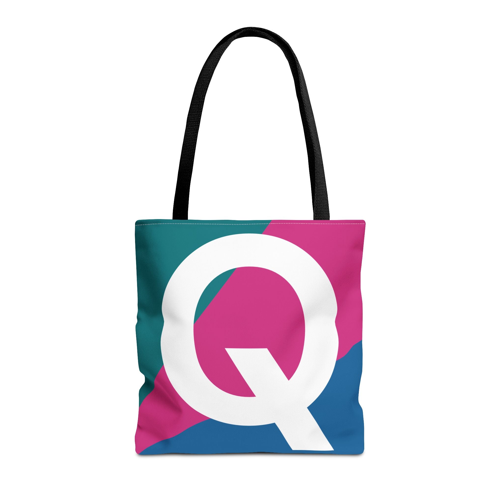 Monogram 'Q' Colorblock Tote Bag — Personalized Initial Q Shoulder Tote