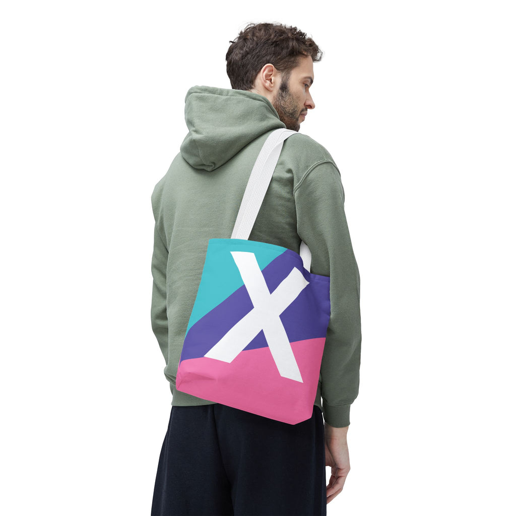 Monogram 'X' Colorblock Tote Bag — Personalized Initial X Shoulder Tote