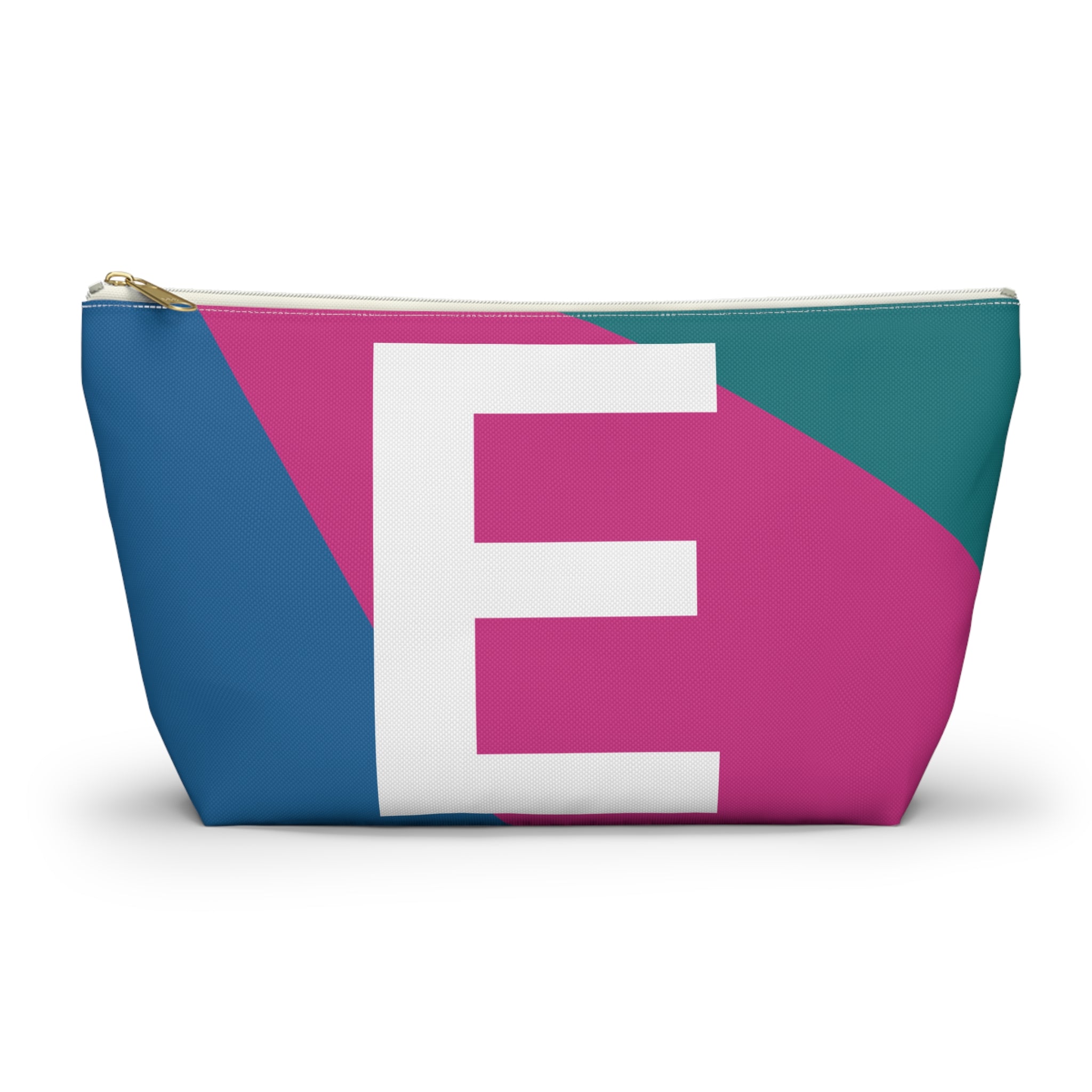 Initials Colorblock Accessory Pouch — Monogram E T-Bottom Cosmetic Bag