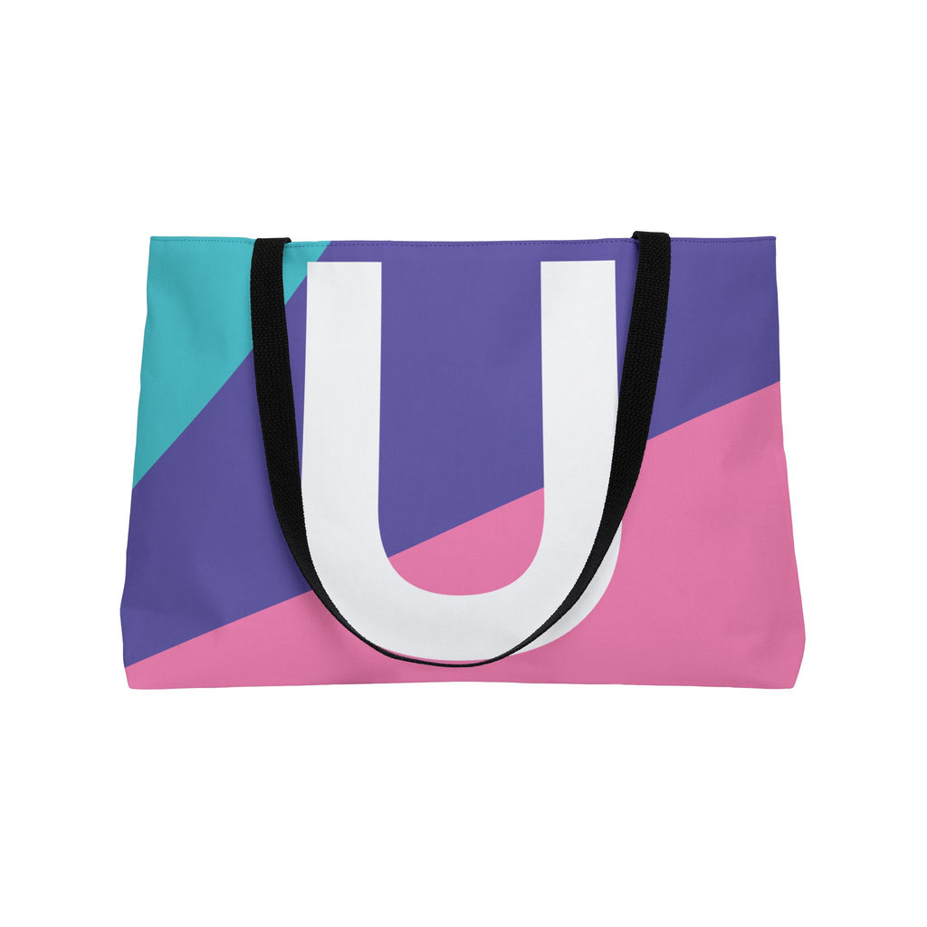 Personalized 'U' Colorblock Tote Bag — Monogram Weekender Tote