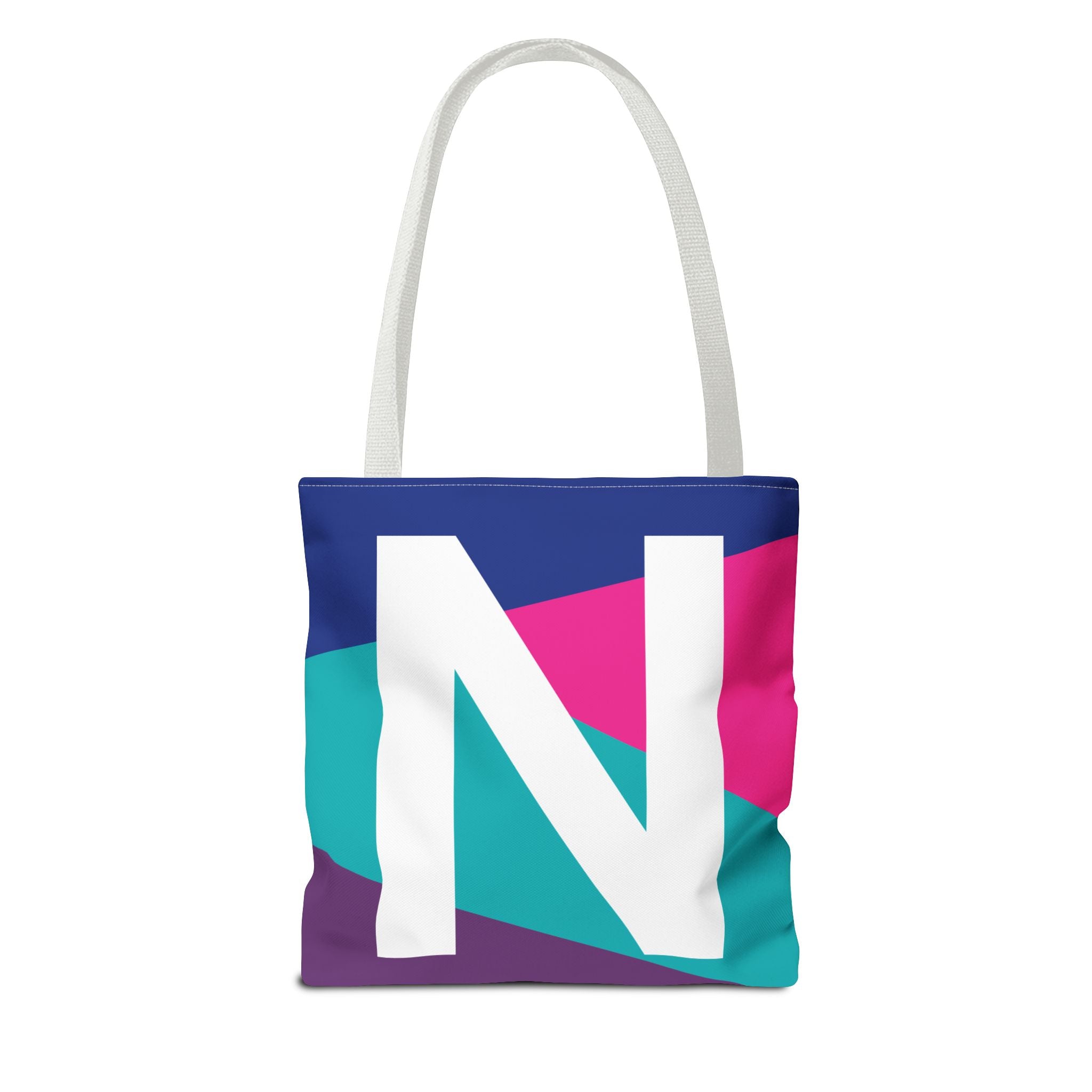 Monogram 'N' Colorblock Tote Bag — Personalized Initial N Shoulder Tote