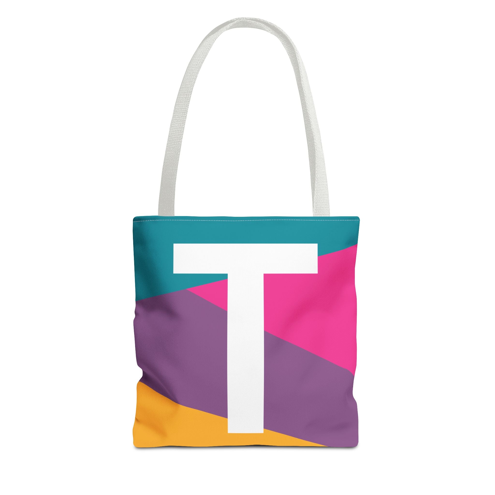 Monogram 'T' Colorblock Tote Bag — Personalized Initial T Shoulder Tote