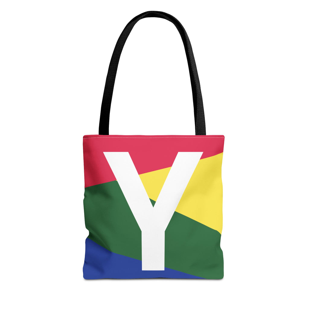 Monogram 'Y' Colorblock Tote Bag — Personalized Initial Y Shoulder Tote