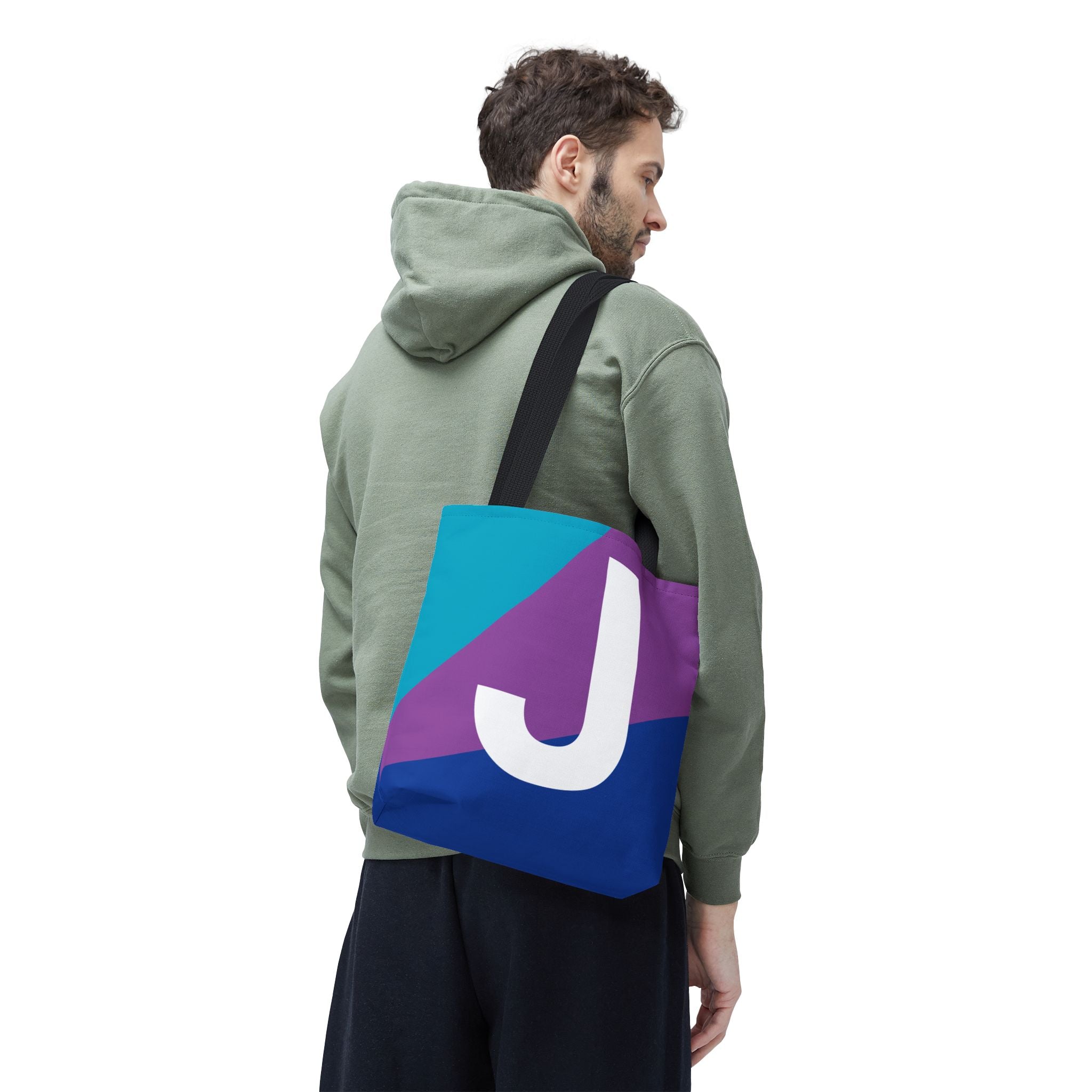 Monogram 'J' Colorblock Tote Bag — Personalized Initial J Shoulder Tote
