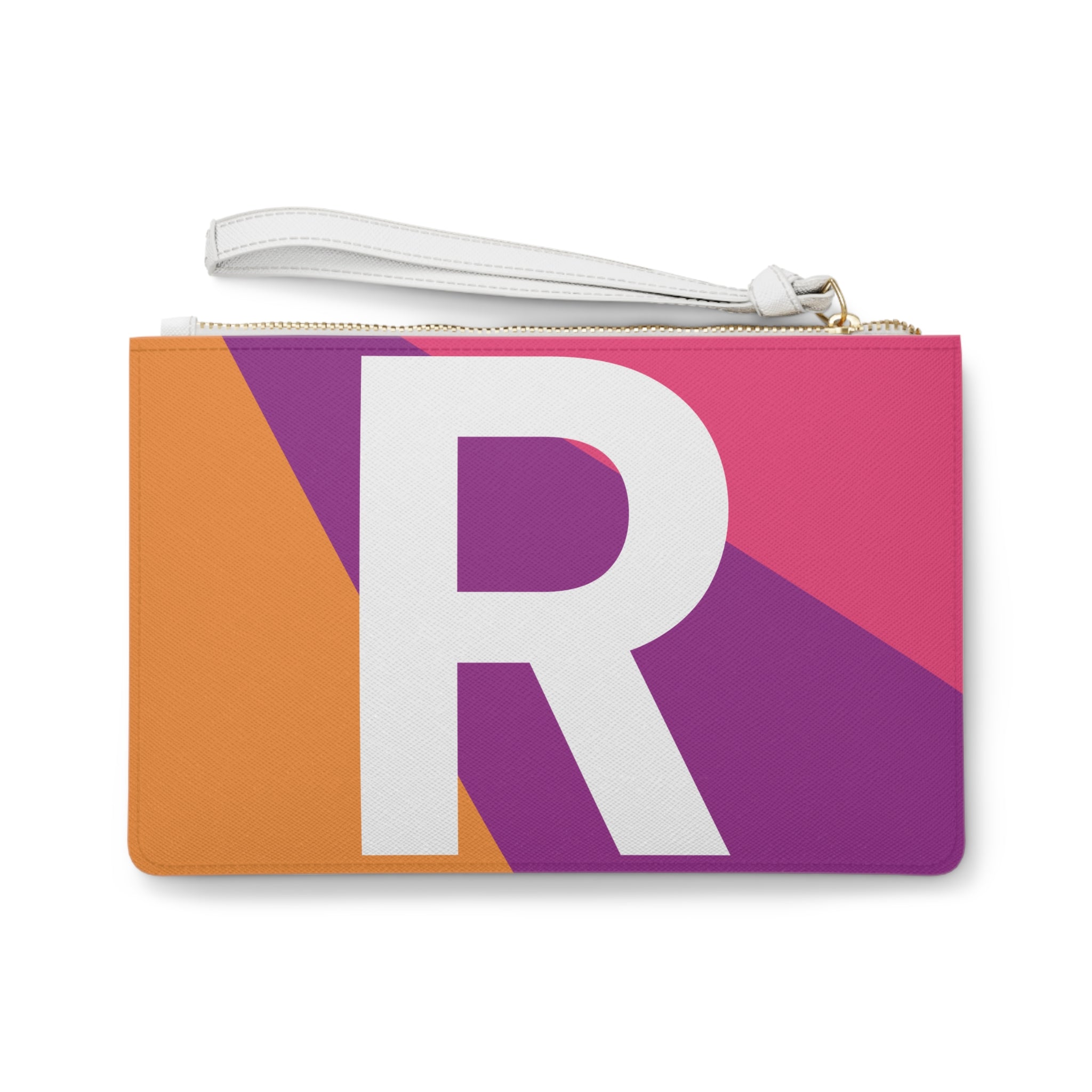 Monogram 'R' Colorblock Clutch Bag — Bold Geometric Wristlet for Everyday & Gifts