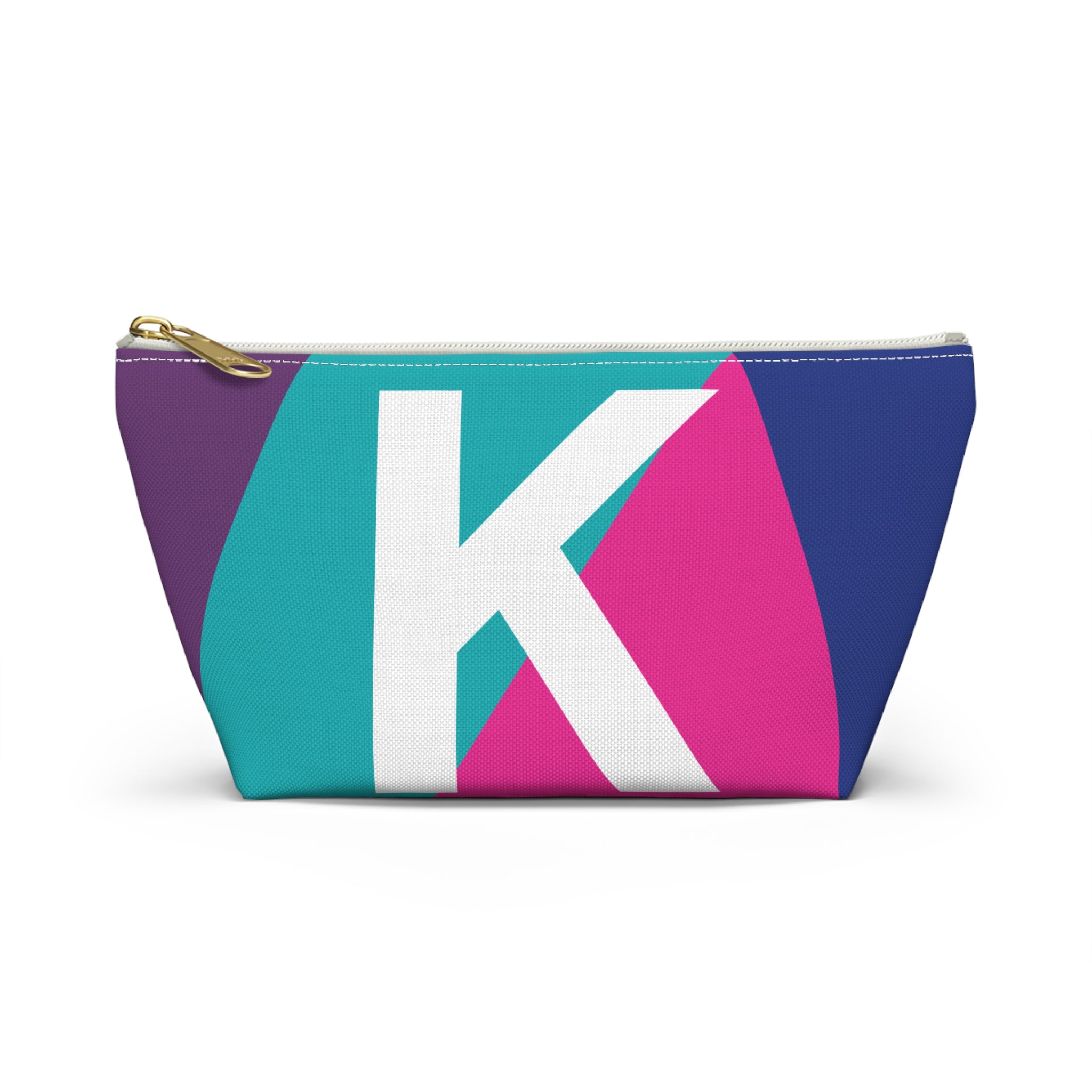 Initials Colorblock Accessory Pouch — Monogram K T-Bottom Cosmetic Bag