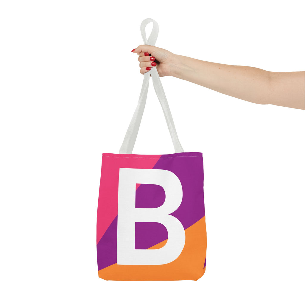 Monogram 'B' Colorblock Tote Bag — Personalized Initial B Shoulder Tote