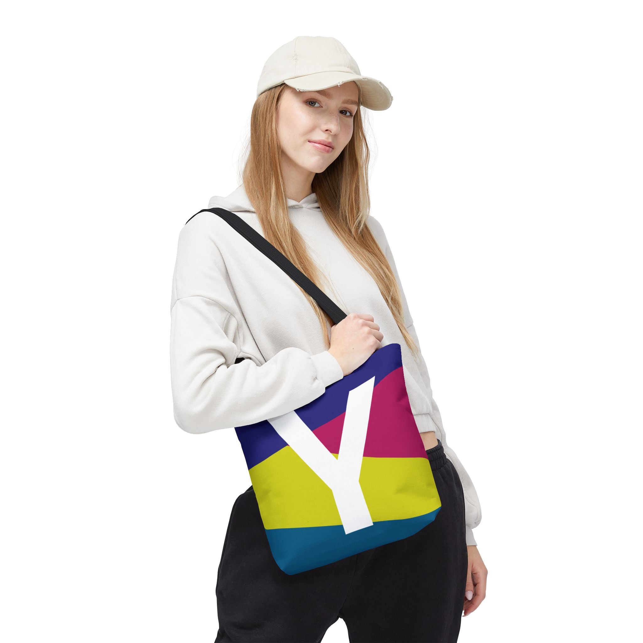 Monogram 'Y' Colorblock Tote Bag — Personalized Initial Y Shoulder Tote