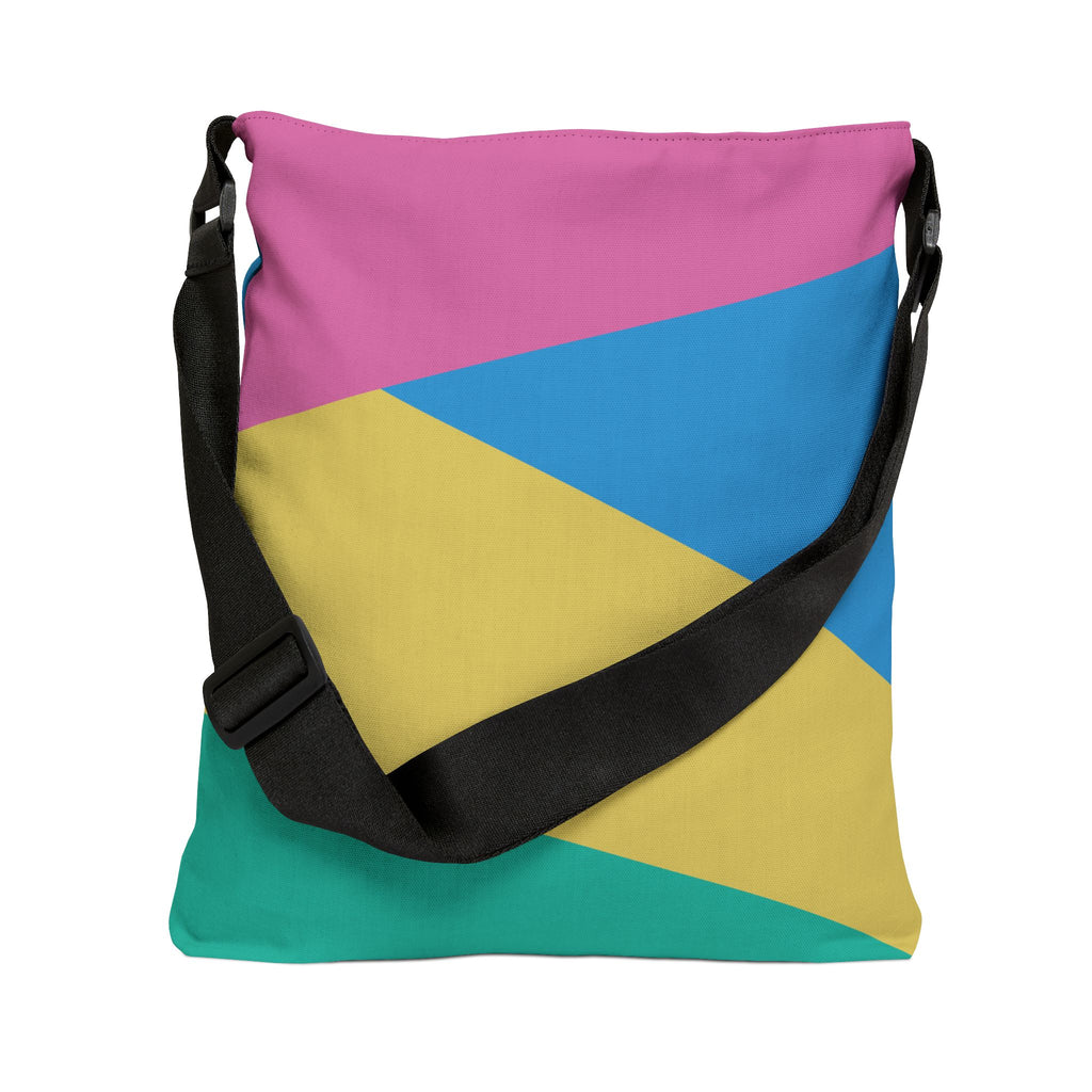 Colorblock Geometric Tote Bag — Adjustable Strap, Bright Abstract Pattern