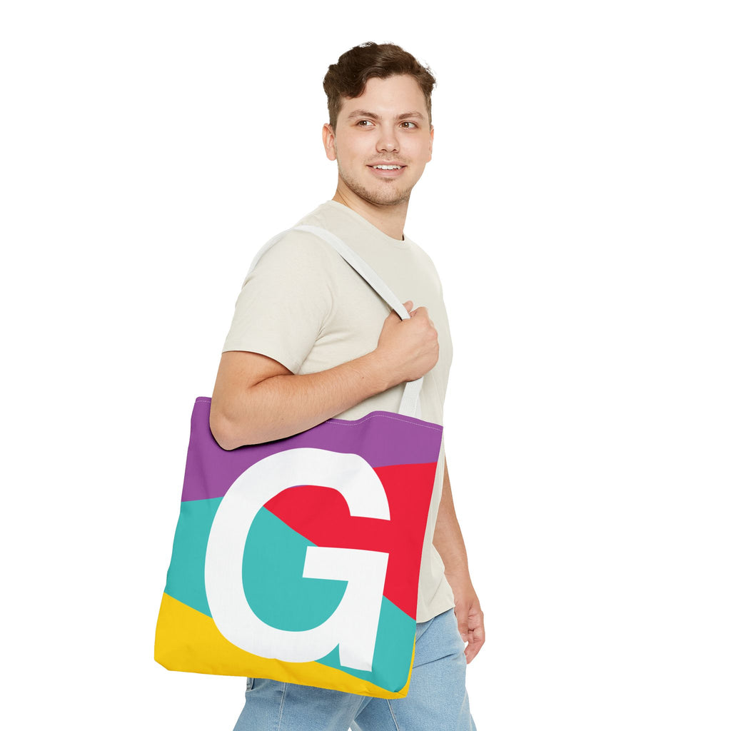 Monogram 'G' Colorblock Tote Bag — Personalized Initial G Shoulder Tote