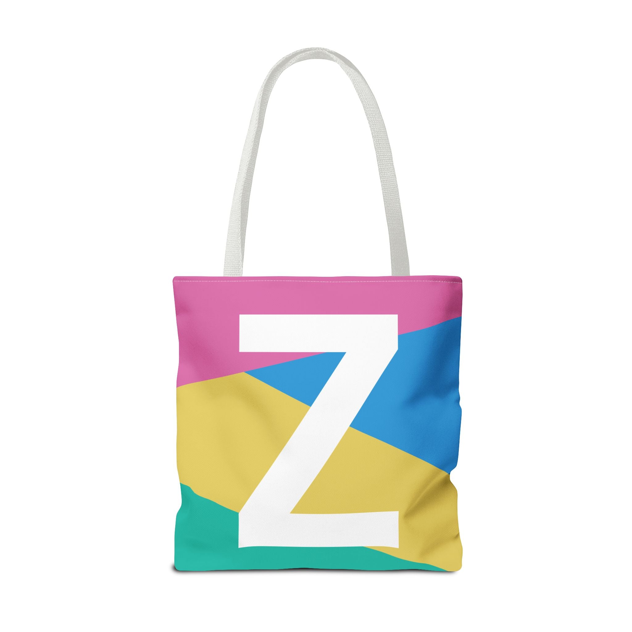 Monogram 'Z' Colorblock Tote Bag — Personalized Initial Z Shoulder Tote