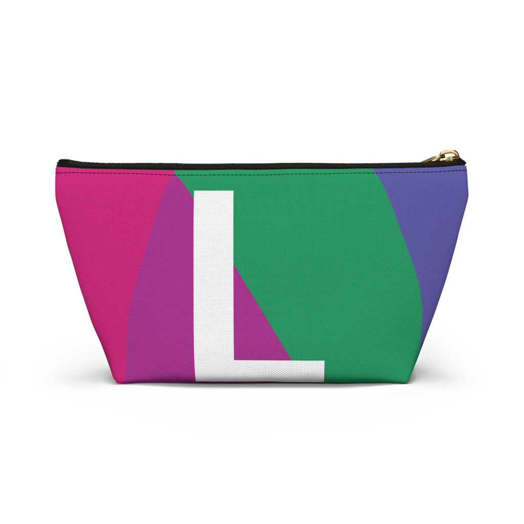 Initials Colorblock Accessory Pouch — Monogram L T-Bottom Cosmetic Bag